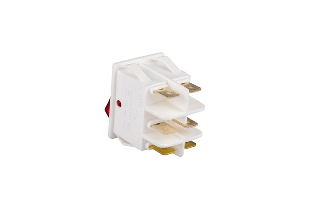 30*22mm White Body 1NO+1NO with Illumination with Terminal (0-I) Marked Red A12 Series Rocker Switch